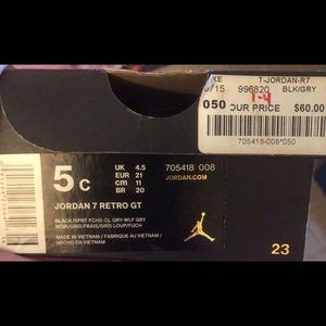 Jordan 7 retro gt toddler girl size 5c